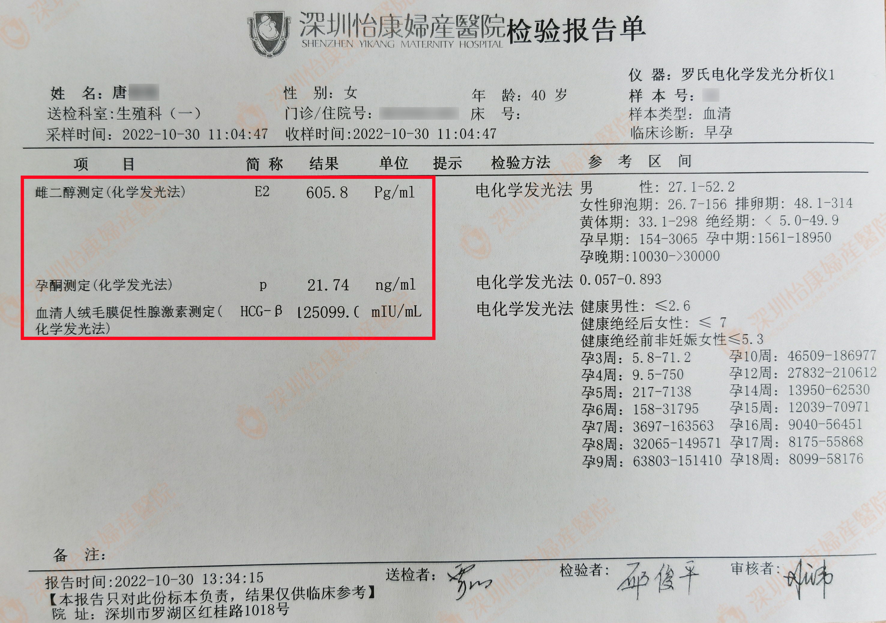 结扎12年 40岁高龄在怡康有喜孕